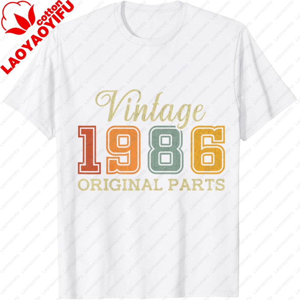 Vintage 1986 Original Parts Summer Unisex TShirt Retro Classic Style Shirt 80s Gift Clothing Fortieth Birthday Costume Father Tops