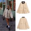 2024 Autumn and Winter New European and American Style Corduroy Collar Loose Khaki Cotton-padded Clothes Women's Cotton-padded Clothes Jacket