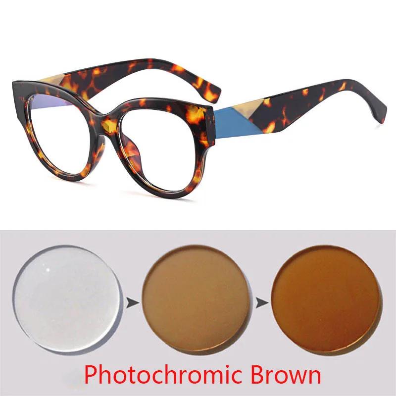 92161 Trendy Cat Eye Prescription Glasses With Large Frames And Colorful Legs For Women Diopters Minus -1.0 -1.5 -2.0 To -6.0