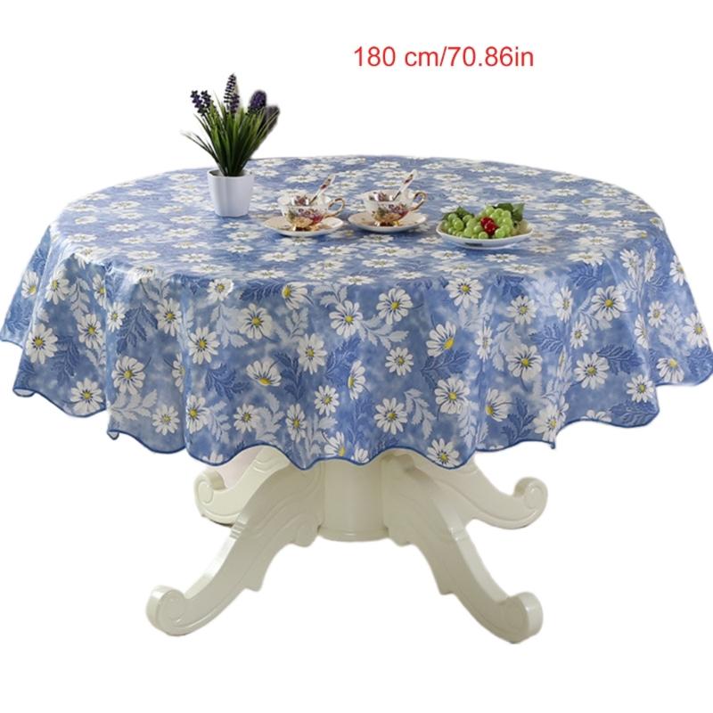 Florals Pattern Tablecloth Oilproof Waterproofs Easy Cleaning Round Table Cover for Home Restaurant Decors Table Cloth