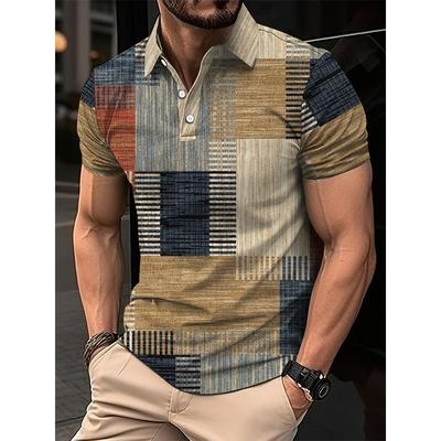 Men's POLO Shirt Printed Button Short Sleeve Tops