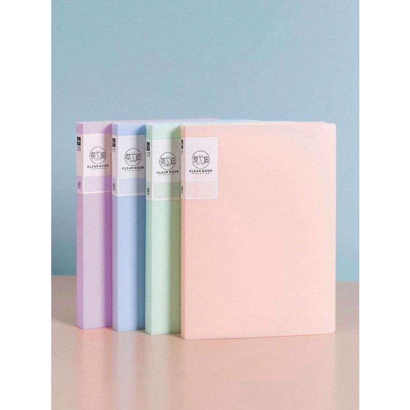 1pc Plain Multi-Layer File Folder, A4 Document Portfolio with Transparent Sleeves for Paper Storage, Large Capacity (Random Cover Label Card)