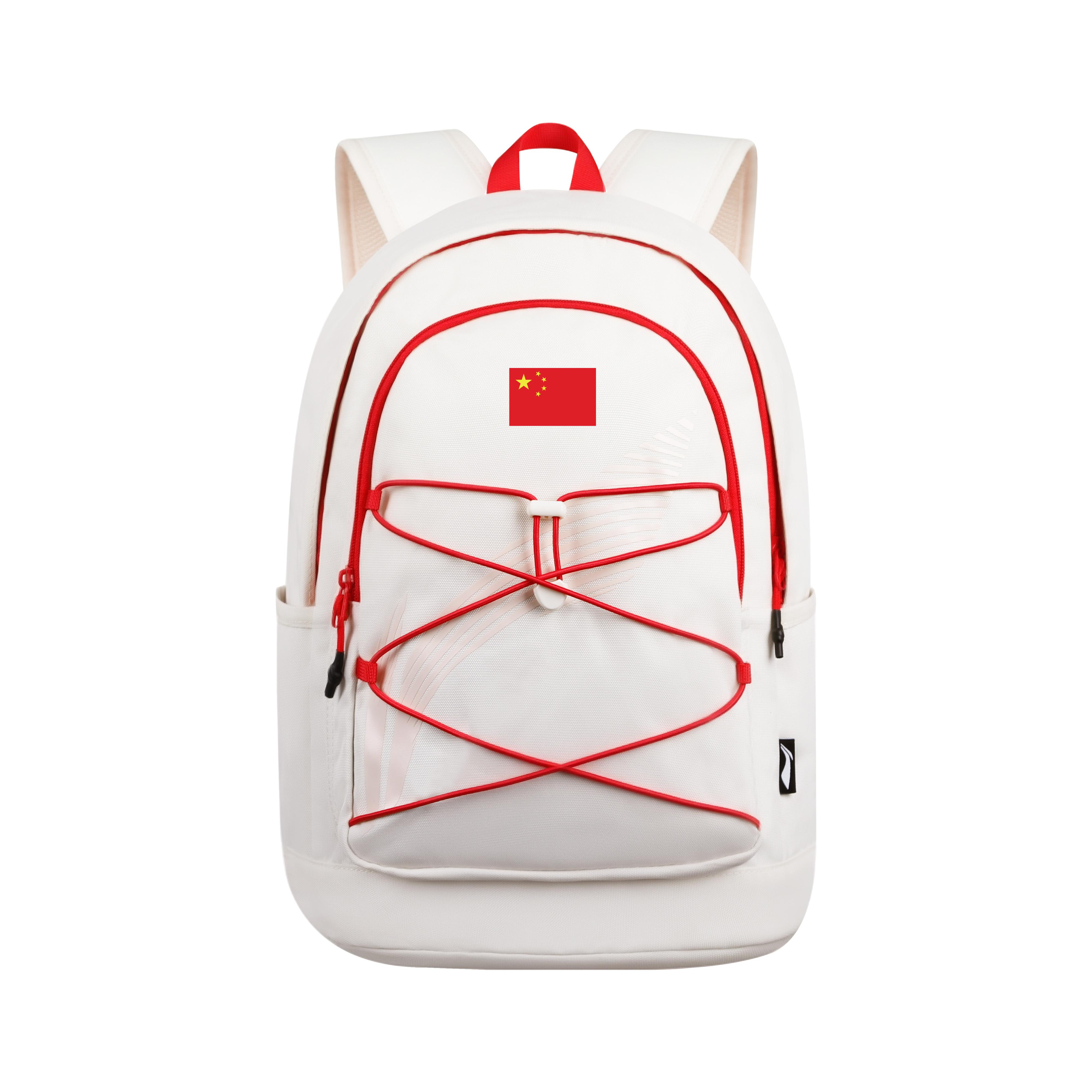 Li Ning Polyester Backpack Unisex Beige/Pomegranate Powder YBSV207-A1