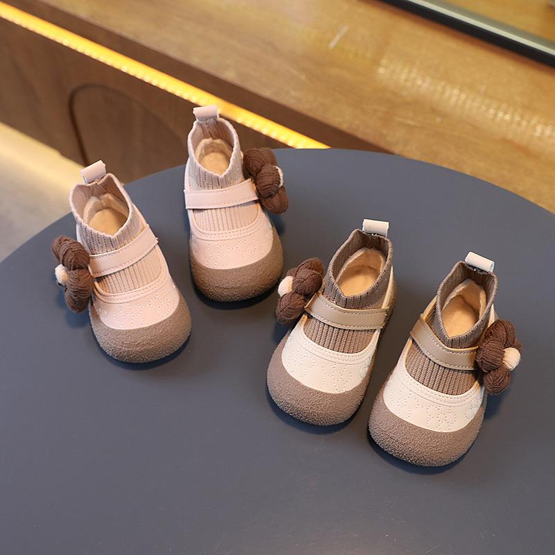 Botas Warm Girl Snow Boot Autumn Winter New 2025 Anti Slip Embroidered Leather Boot Retro Infant Princess Shoe Baby Walking Shoe