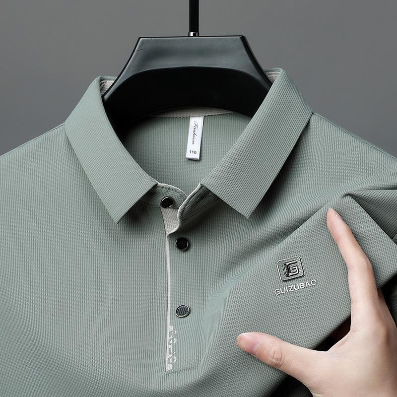 Nahtloses Poloshirt Herren High-End Medium Herren Casual Kontrastfarbene Knopfleiste Revers Kurzarm T-Shirt