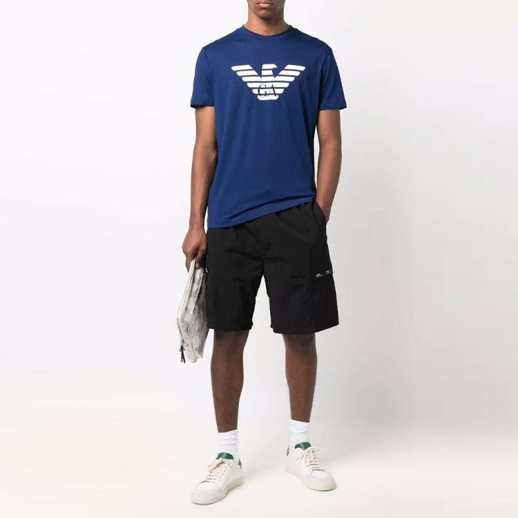 Emporio Armani Letter Print Crew Neck Straight Fit Short Sleeve T-Shirt Men tops Blue 8N1TN5-1JPZZ