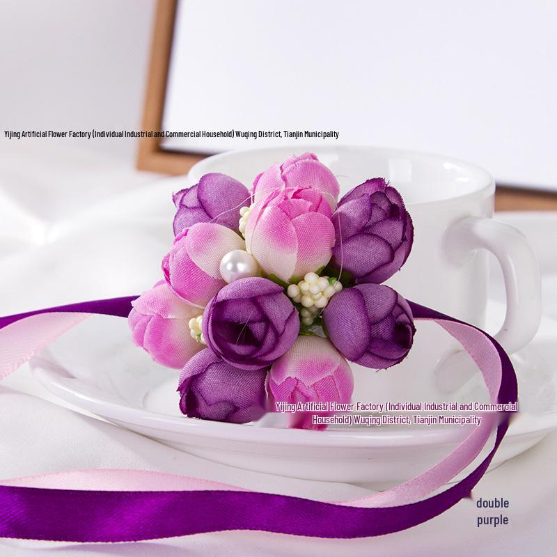Artificial Flower Ribbon Wrist Corsage for Children's Day, Dance, Wedding Bridesmaid, or Bride