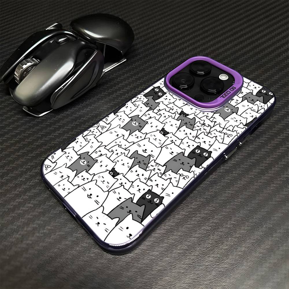 A Lot Of Cats Phone Case For iPhone17,16,15,14,13,12,11 Plus,Pro Max Purple Matte Shockproof Cover