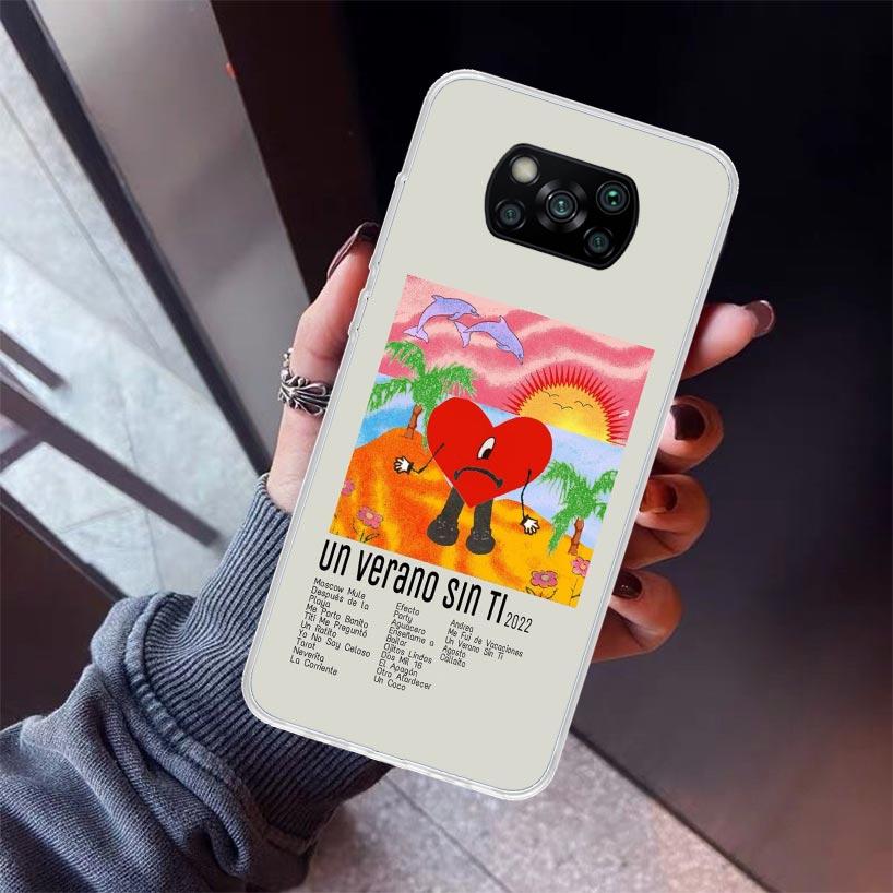 Bad Bunny Heart Phone Case For Xiaomi Poco X7 X6 X5 Pro F7 Ultra Redmi 15C 15 13 13C 12 12C 10 10A 10C 9 9A 9C 9T Shell Poco X7