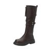 Martin boots long boots women's autumn and winter retro western style platform boots Maillard with round head brown boots
