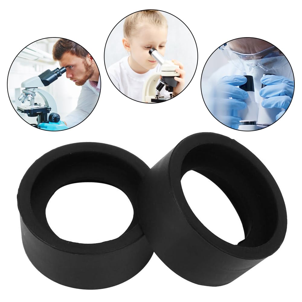 2pcs Microscope Eye Protection Goggle Tube Protective Cover Binocular Stereo Microscope Protective Cover Mounting Inner Diameter 32-35mm (Style)