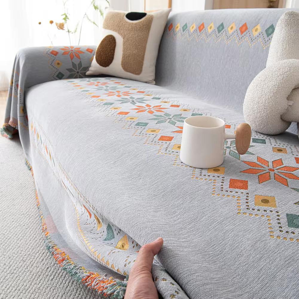 

Прочное полотенце для дивана, универсальный чехол для сиденья стула, устойчивый к царапинам чехол для дивана на 3 места, одеяло, чехол в стиле бохо 180X180cm серый