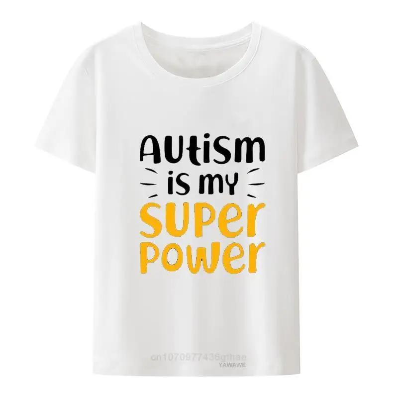 Kids Autism Is My Superpower TShirt Puzzle Awareness Autistic Hero Gift Top Outfit Tee Shirt Humor Print Street Fashion Loose 4XL