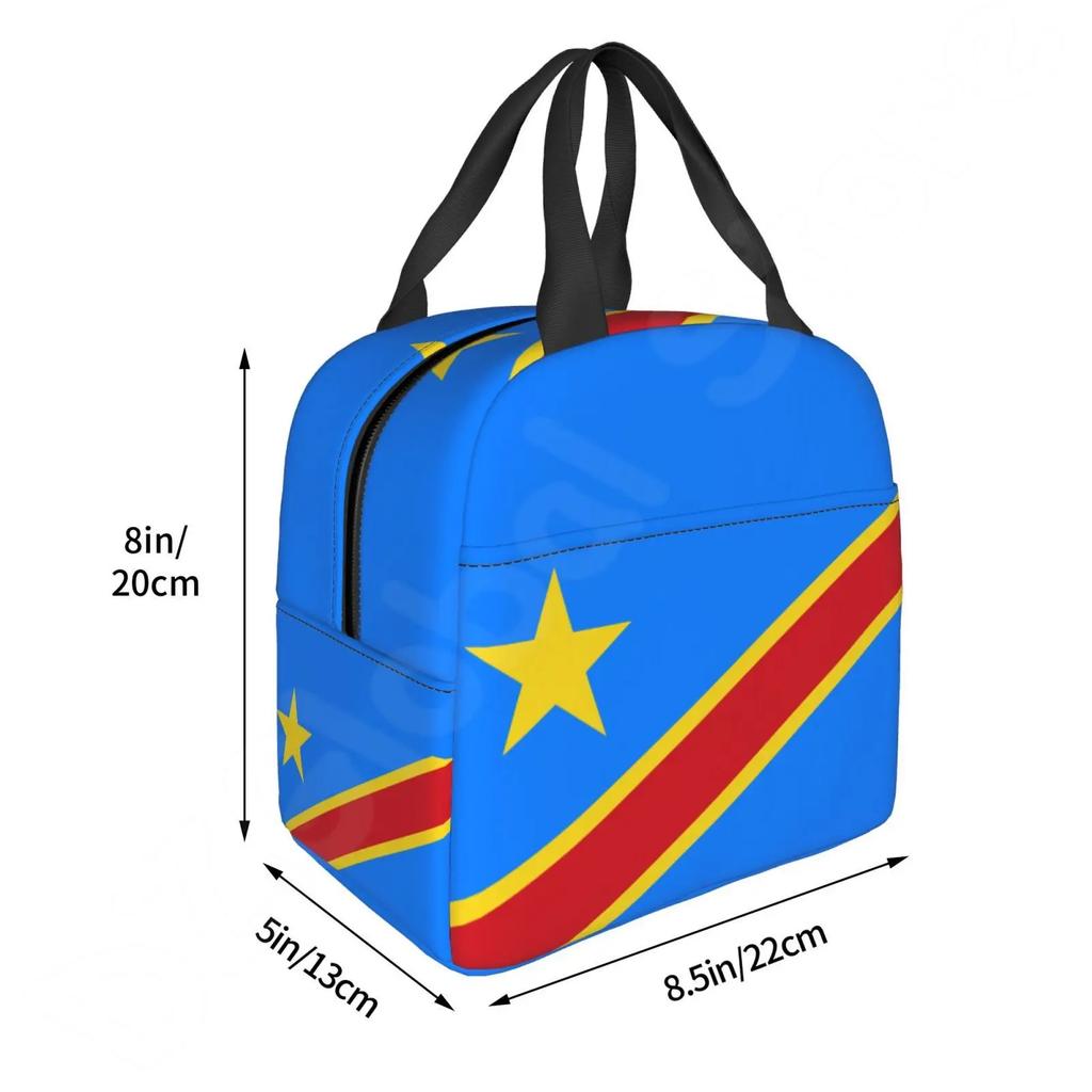 Democratic Republic of Congo Flag Insulated Lunch Bag for Kids Women Portable Waterproof Picnic Coole Bag Reusable Bento Box Bag