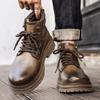 Fashion New Men's Leather Boots Brand Retro Comfortable Boots for Men 2025 Fashion High Top Non Slip Casual Shoes Business Work Shoes