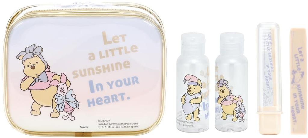 Skater Travel Set with and Disney Winnie the Pooh Design Toothbrush, Comb, Pouch, Bottle, (TRVS1-A)