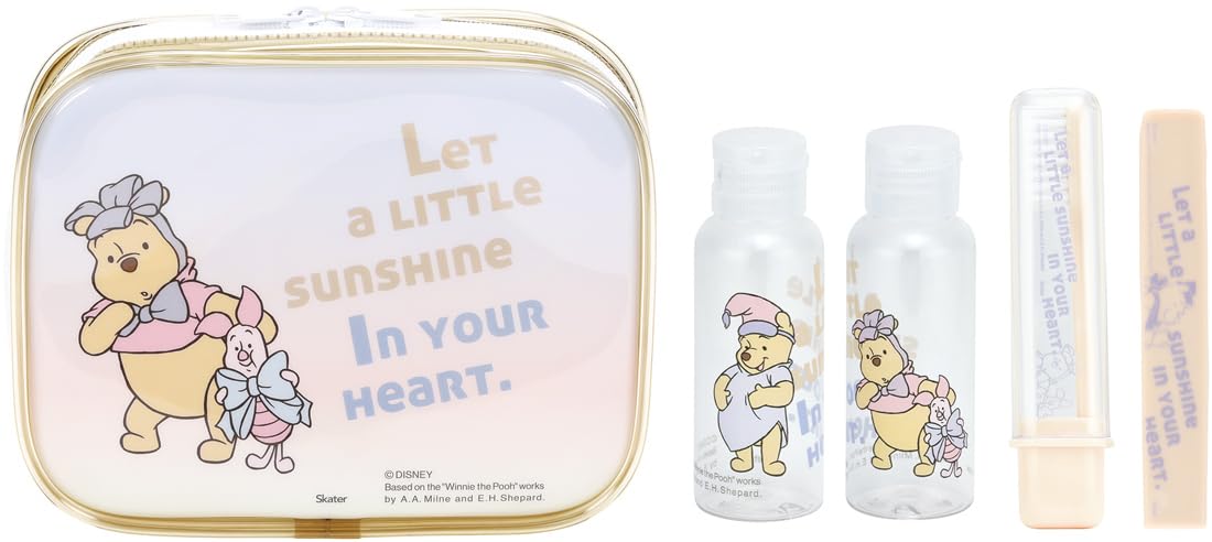 

Skater Travel Set with and Disney Winnie the Pooh Design Toothbrush, Comb, Pouch, Bottle, (TRVS1-A)