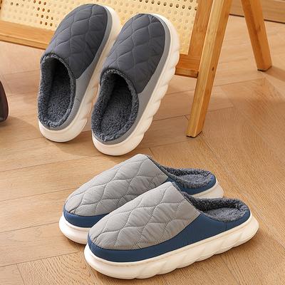 Pantofole invernali in cotone impermeabili, isolanti in peluche, suole spesse, coppia, pantofole in cotone per la casa, antiscivolo