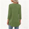 Womens 34 Sleeve V Neck Henley Pullover Top with Button and Front Pockets for Casual Daily Wear