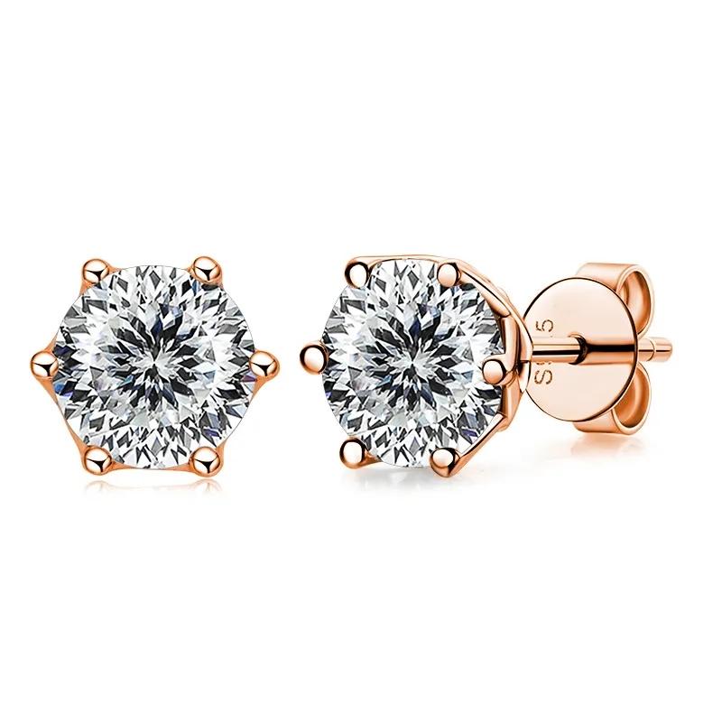 Pendientes de botón de moissanita GRA de 0,5 ct-1 ct color D certificados Diamante creado en laboratorio Plata 925 Chapado en oro Joyería para bodas