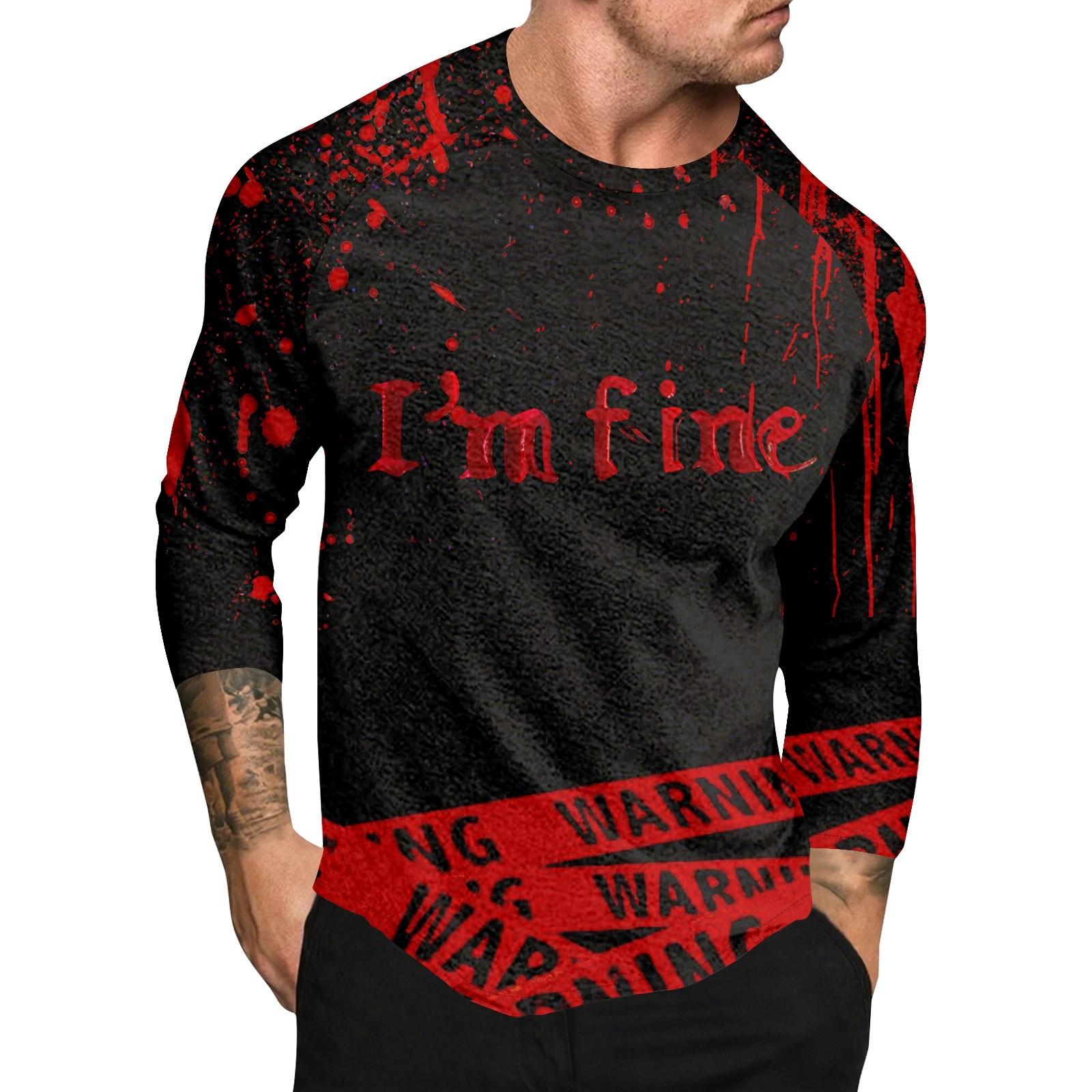 

Мужской топ с длинным рукавом реглан с принтом на Хэллоуин M красный