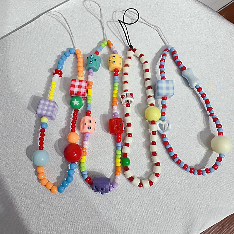 Summer-Colored Beads Phone Lanyard: Vibrant Anti-Lost Chain & Bag Pendant for Girls