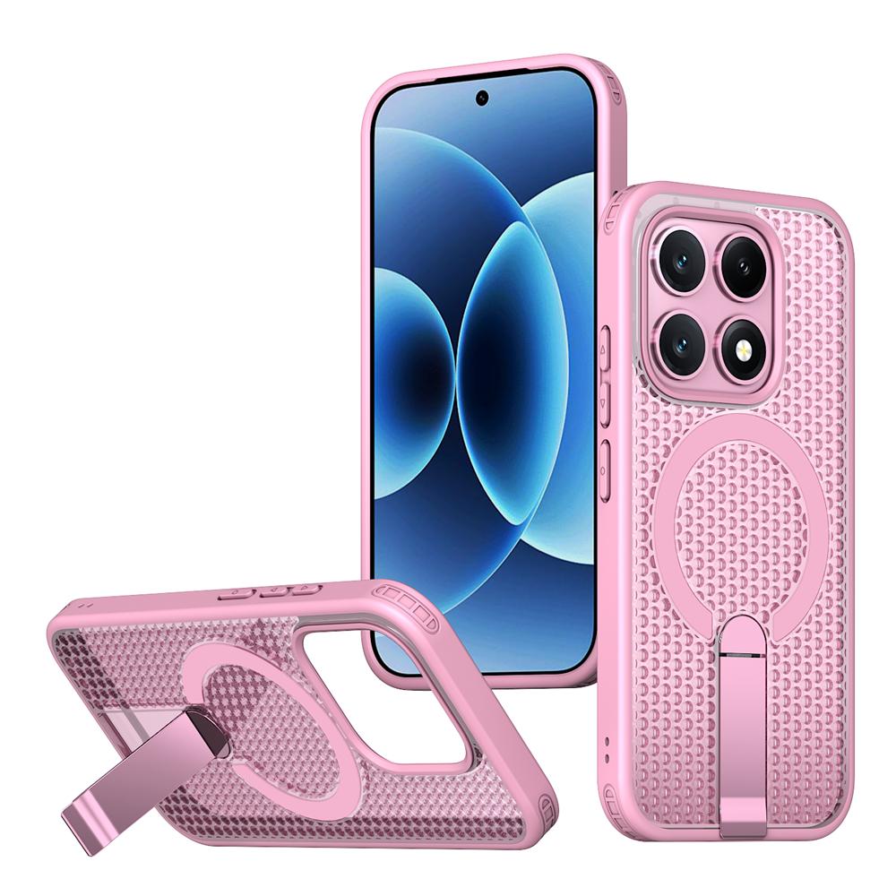 KEYSION Hollow Heat Dissipation Magnetic Case for MagSafe for Xiaomi 17 Cooling Hide Stand Shockproof Phone Cover for Xiaomi 17