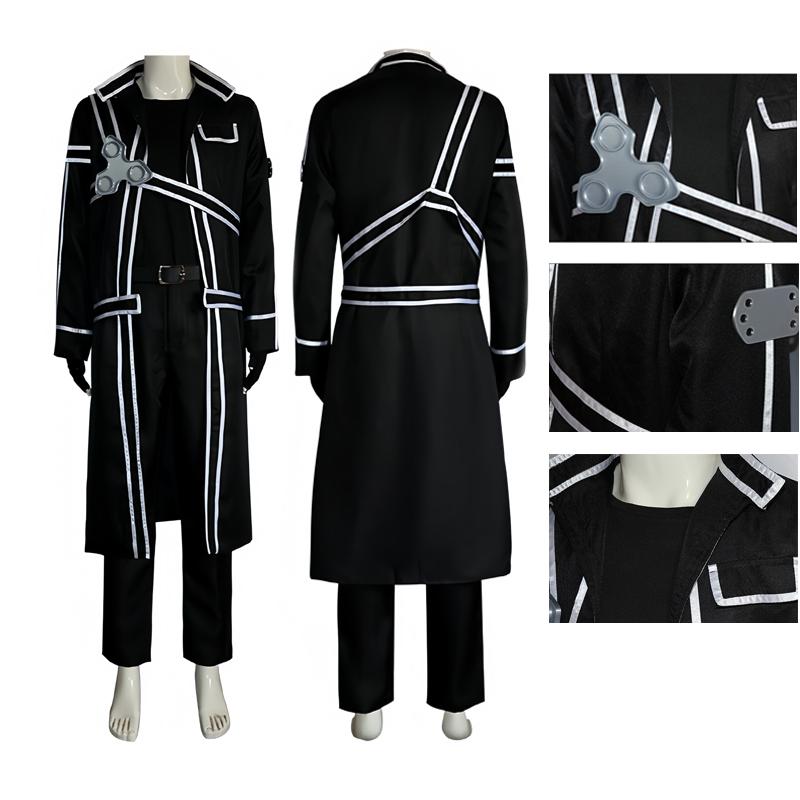 Anime Zwaard Cos Kirito Kazuto Kirigaya Cosplay Kostuum Art Online Jas Shirt Broek Hallowen Feest Outfit Voor Mannen