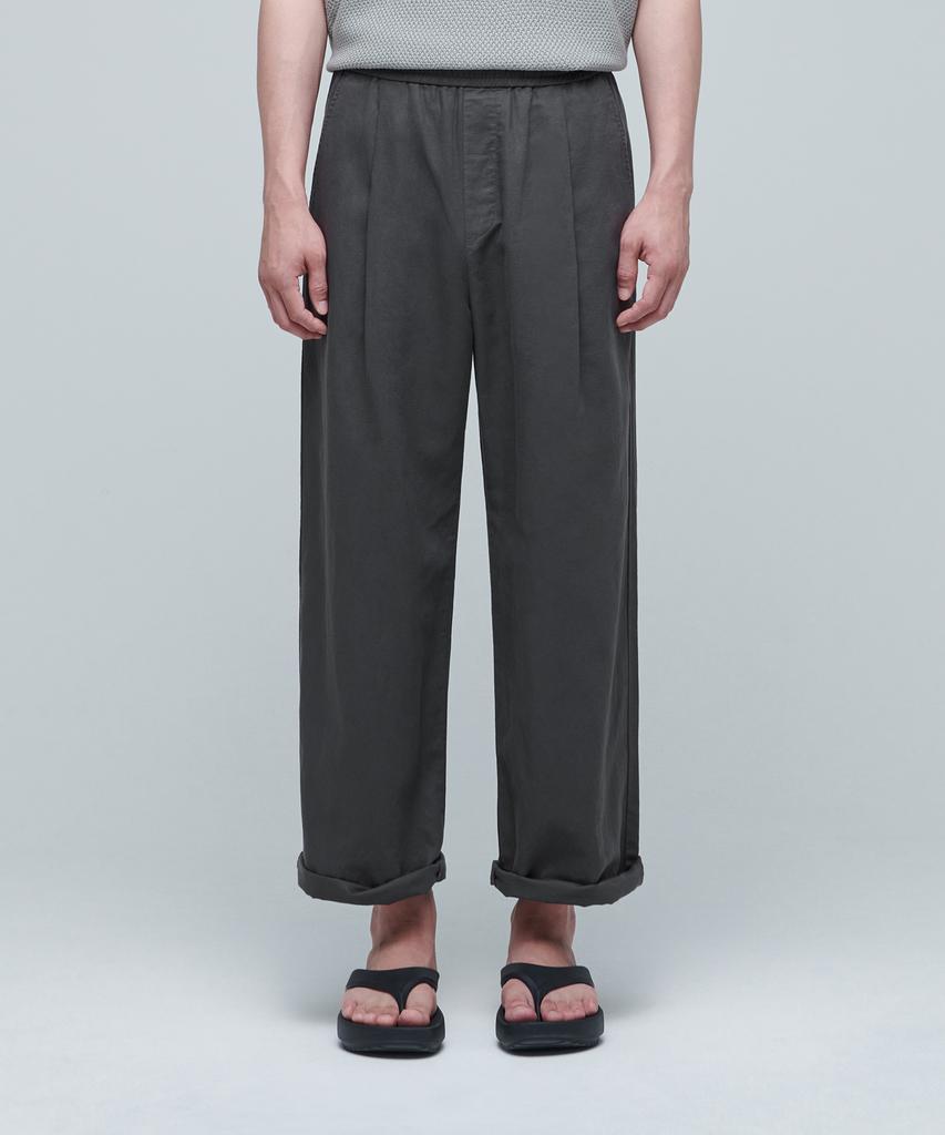 MUSINSA STANDARD Cotton Linen One-Pleat Wide Pants [Gunmetal]
