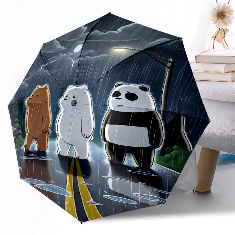 1pc Love Bears Rainbow Sky Portable Automatic Umbrella Compact Durable 8 Rib Design Plastic Iron Durable Umbrella Accessory Stylish Gift Women Y3