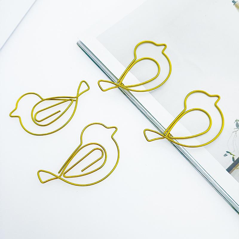 Gold Bird Paperclip Set: Creative Animal-Shaped Clips for Cute Office Organization 49x30mm золотой
