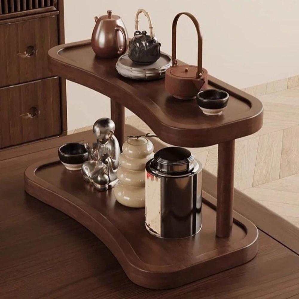Holz-Schreibtisch-Aufbewahrungsregal Minimalistisch Stark Belastbar Tassen-Aufbewahrungsregal Vintage Glatte Kante Ausstellungsregal Schminktisch