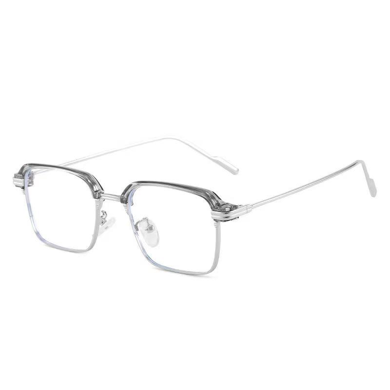 Half-Frame Glasses Retro Personalized Eyebrow Glasses Frame Men'S Business Leisure Trend Anti-Blue Glasses Plain Flat Glasses