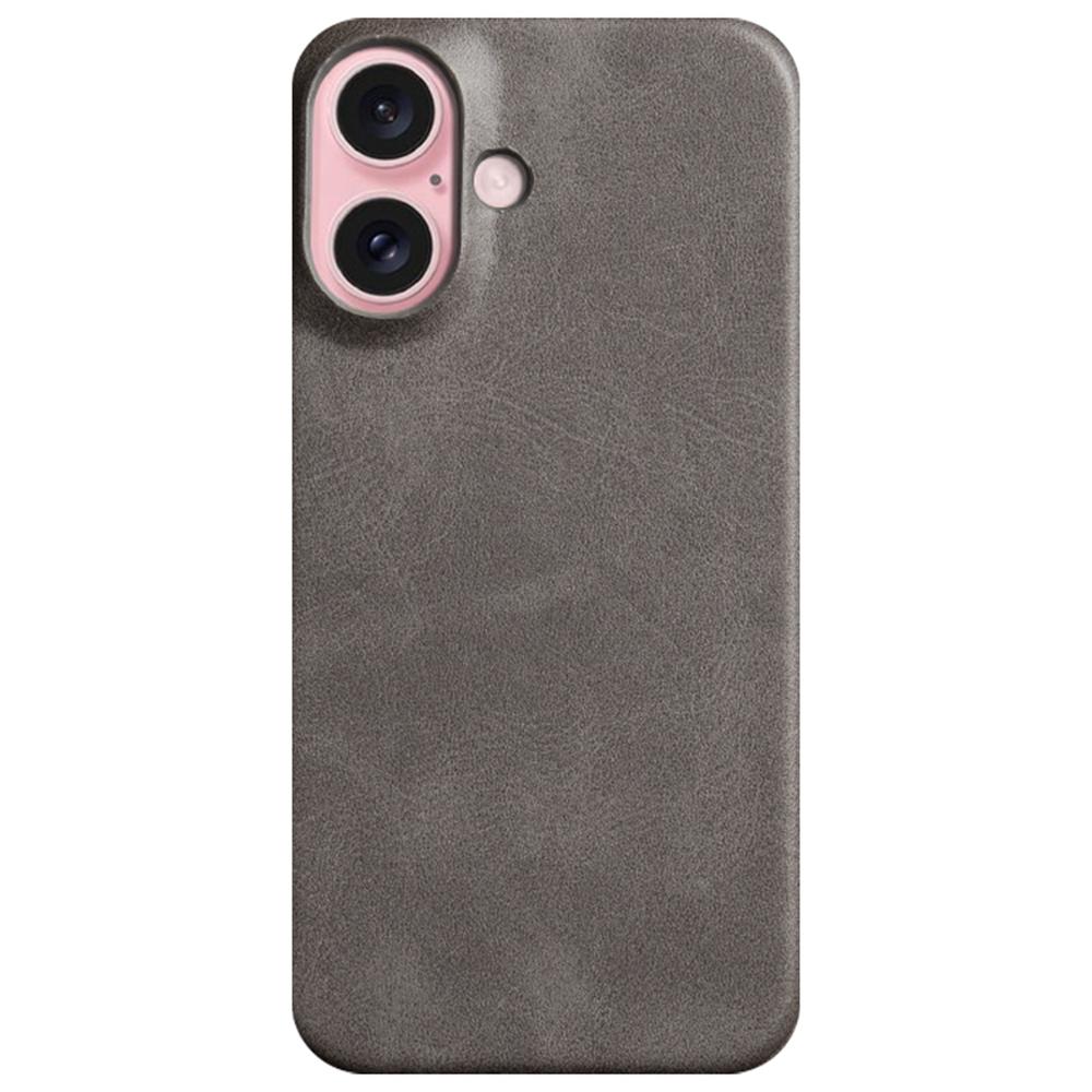 For iPhone 16 Case Calf Texture PU Leather Hard PC Protective Phone Cover