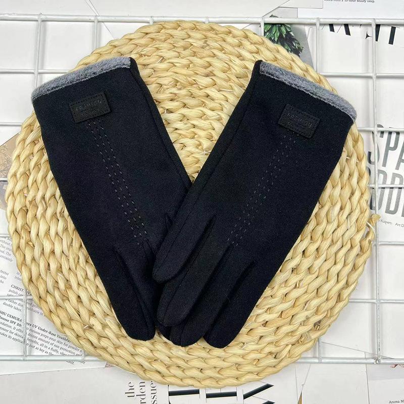

Men S Gloves, Warm And Cold-Proof Fleece Touch Screen Gloves, Riding And Driving, Thickened Finger Gloves One size чёрный