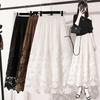 Elegant Plus Size Lace Patchwork Mid-Length Autumn Skirt