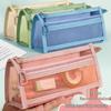 Transparent Mesh Double-Layer Pencil Case for Students - Large Capacity
