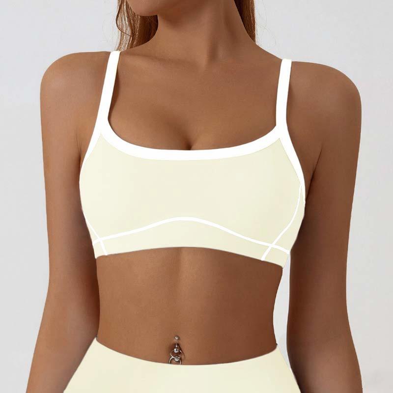 Camiseta Deportiva de Color Block con Sensación Nude Europea y Americana - Chaleco de Yoga y Fitness para Mujer con Hermoso Diseño en la Espalda