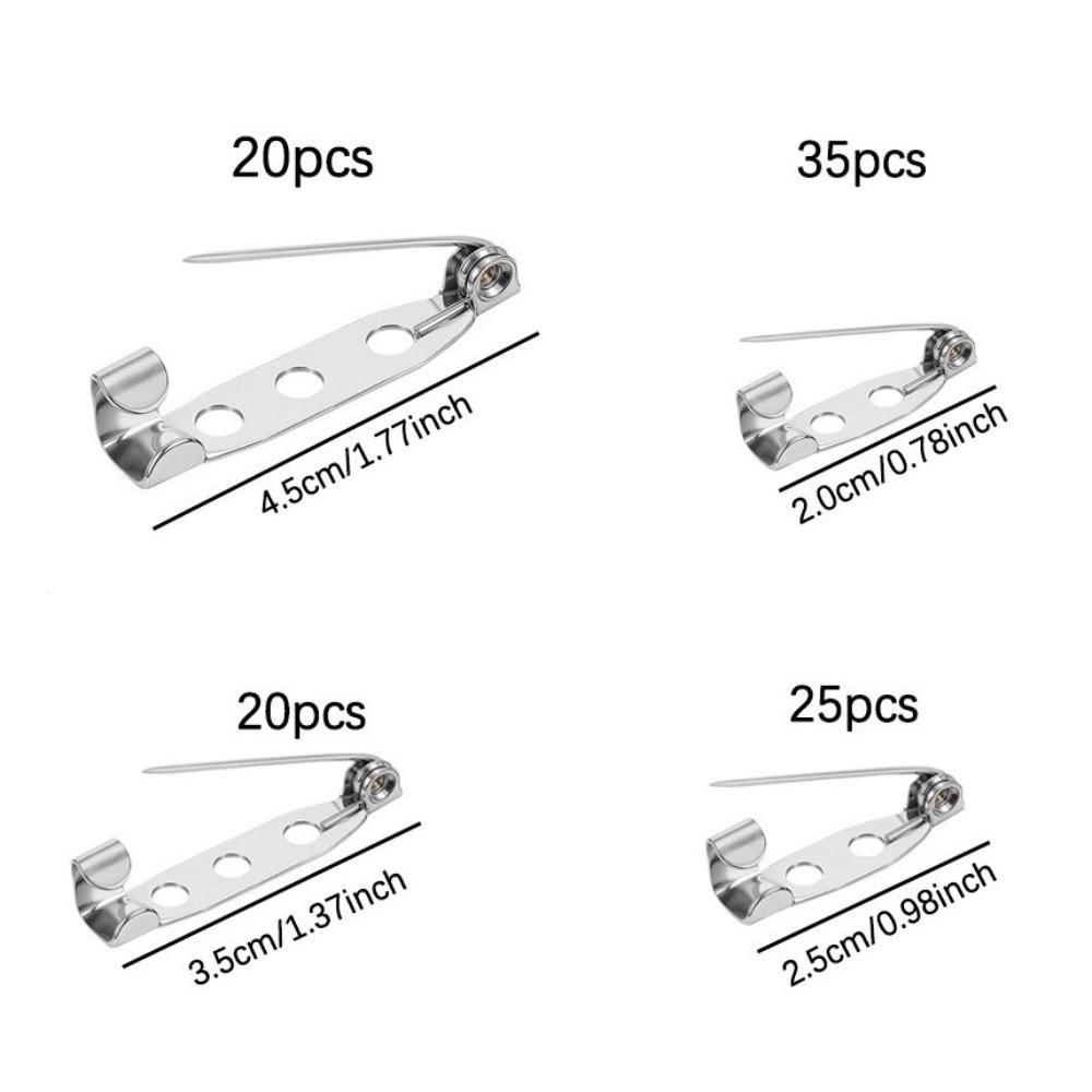 60/80/100 Stück Neue Metall-Stiftleisten Silber DIY Bastel-Anstecknadeln Rückseiten 15/20/25/32/38/45mm Broschenverschluss-Stifte Nähzubehör