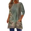 3/4 Sleeve Tops For Women T-Shirt Casual Print Tops T Shirt Round Neck Pullover  Blouse