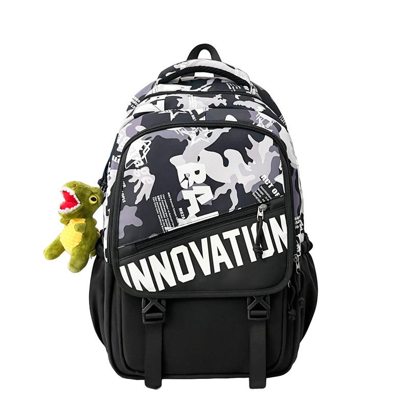 Schoolbag Japanese ins trendy cool American retro contrasting colors versatile large-capacity schoolbag male junior high school student backpack
