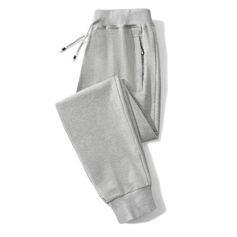 Casual trousers men's autumn and winter new fleece thickened tied pockets zipper large size loose casual sweatpants