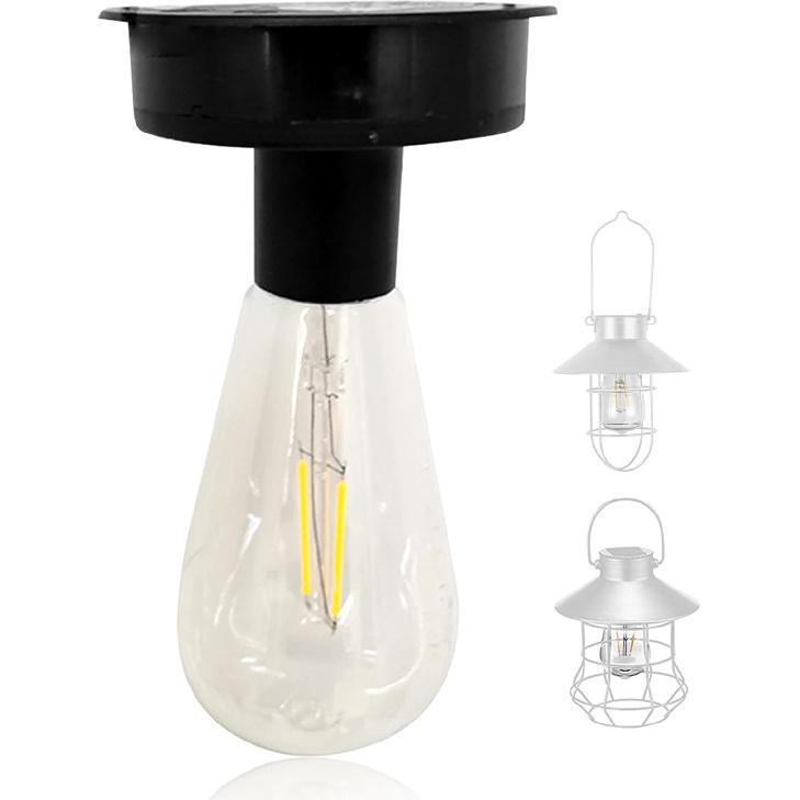 Solar Light Bulb Waterproof Solar Powered Light Bulbs 7cm/2.7inch Replacement Top with Bulb Warm White LED for Outdoor Solar Lanterns