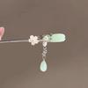 Retro Ethnic Hairpin: Glazed Water Drop Silver Tassel Hanfu Stick