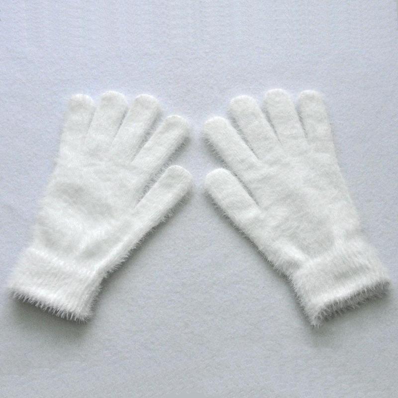 Men Women Winter Thicken Plush Warm Gloves For Student New Solid Color Mink Velvet Knitted Mittens Outdoor Cycling Skiing Gloves