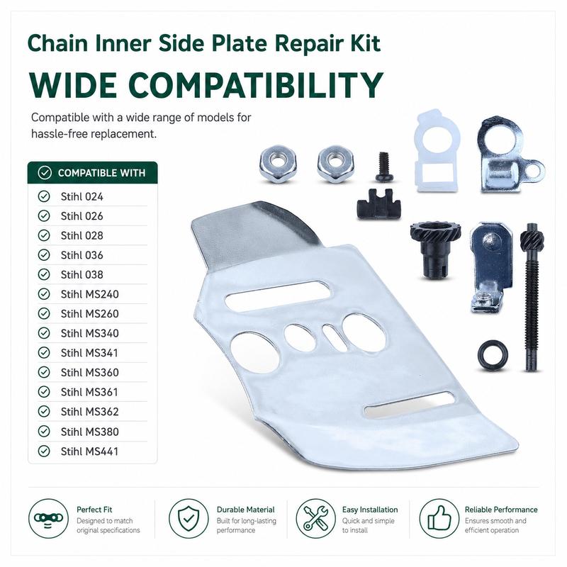 Chain Inner Guide Plate Tensioner Screw Nuts Kit for Stihl 024 026 028 036 038 MS240 MS260 Replaces 1122 664 1000 Chaaw Parts