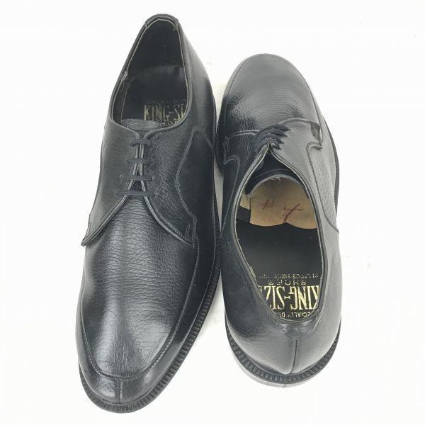 Vintage KING-SIZE SCHUHE Vollleder Narbenleder U-Spitze Dienstschuhe Größe 8D 25.5-26.0 Schwarz(GEBRAUCHT)