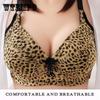 Underwear Women's No Steel Ring Bra Large Size Bra Thin Middle-aged and Elderly Mothers Gather Type Leopard Print Suit