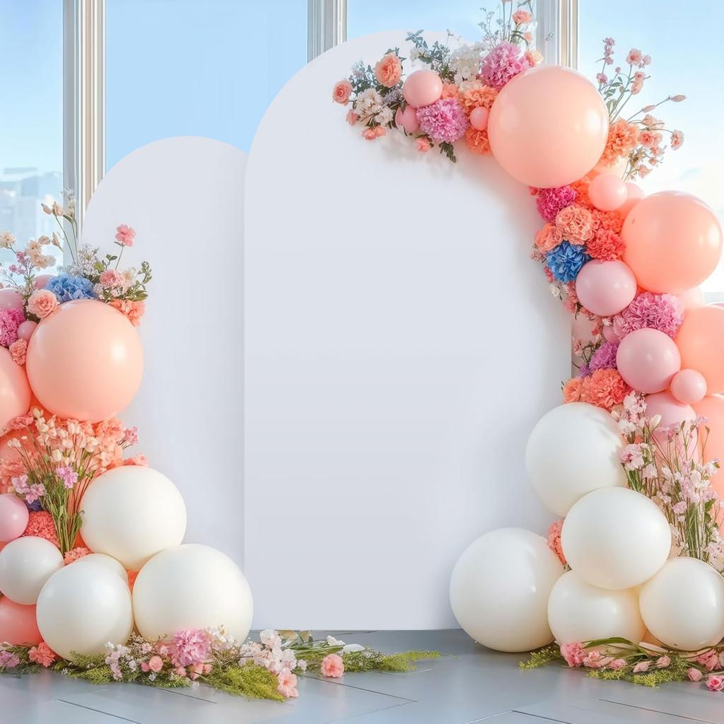 2 Set-7.2FT, 6FT Arch Backdrop Cover Spandex Wedding Arch Stand Covers for Bridal Shower Wedding Baby Shower Birthday Party