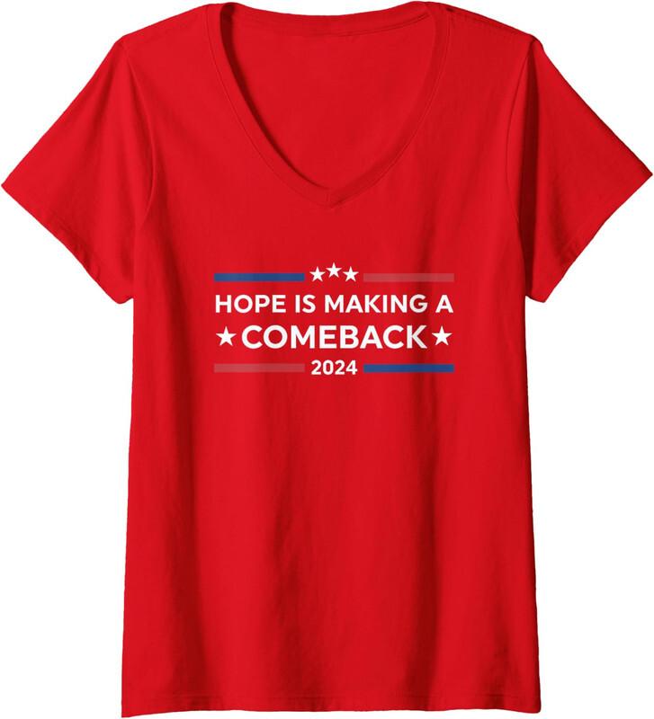 

Harris Walz 2024 Hope Is Making A Comeback President Ladies V-Neck Tshirt Unisex T-Shirt XXL